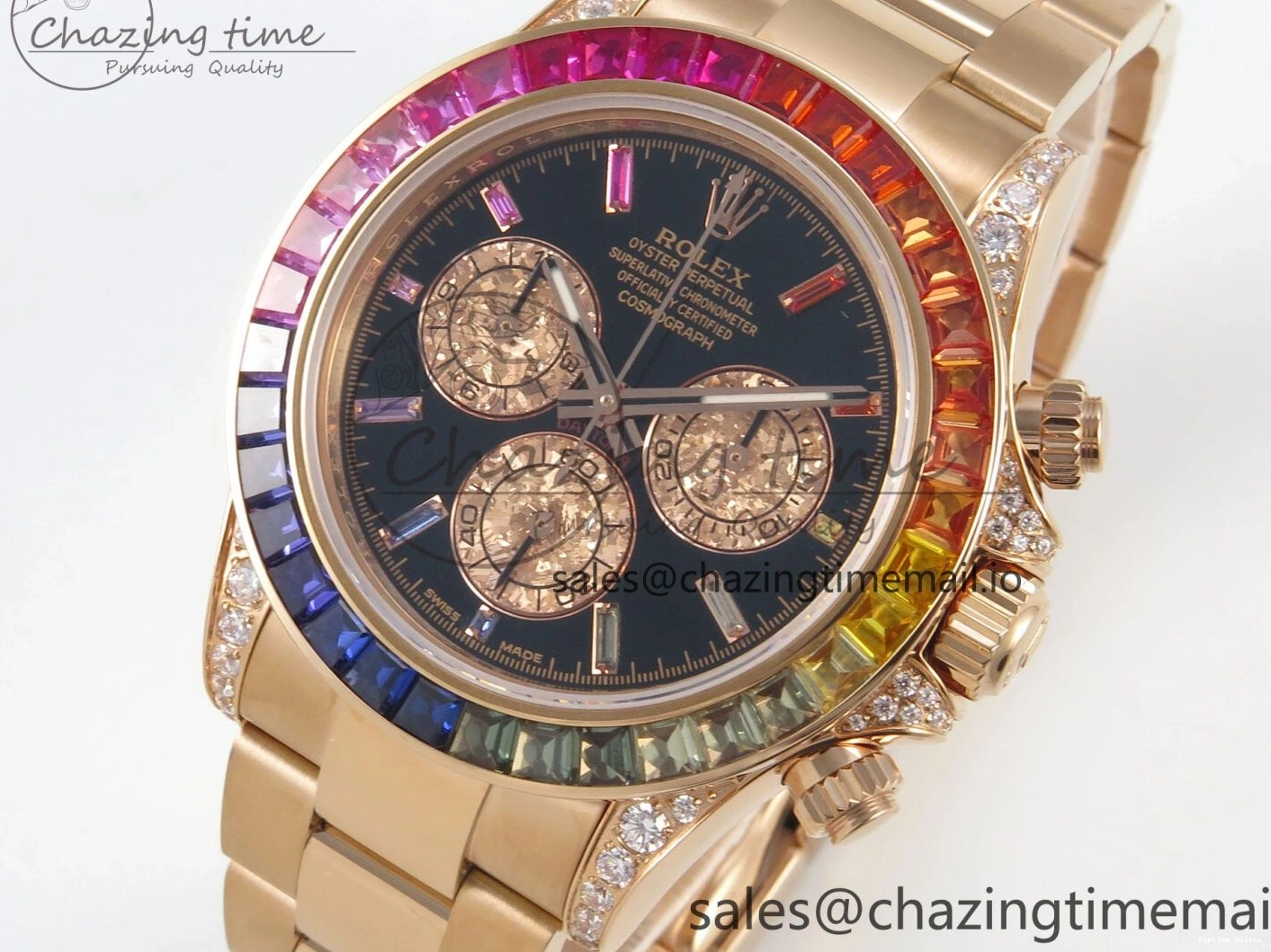 0203 FlexibleFit Daytona 116595 RBOW Rainbow IPKF Best Edition Black RG Dial on RG Bracelet DD 276